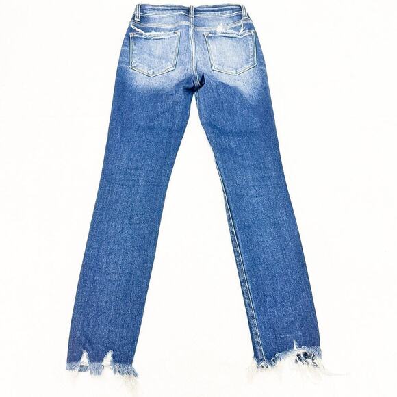 Flying Monkey Dark Wash Denim Skinny Jeans Raw Hem Size 25 - Picture 3 of 8